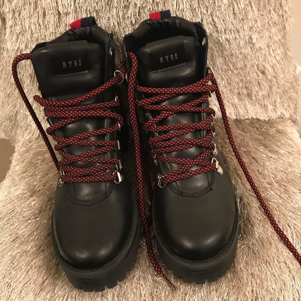 Steve Madden Red & Blue stripe combat boots